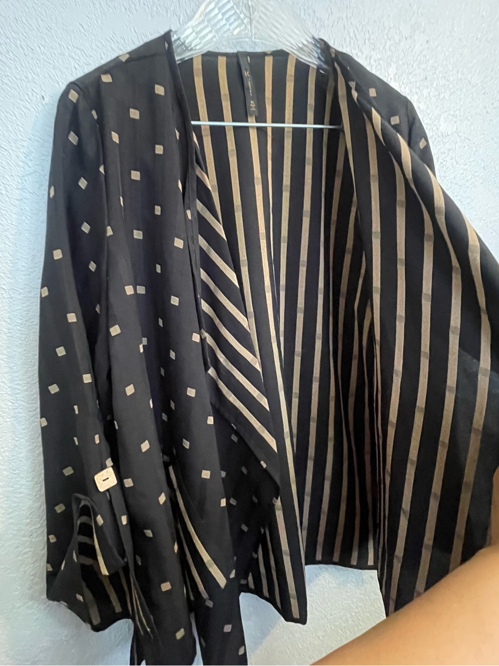 IC By Connie K Cardigan Jacket Xl  Black Tan Art To Wear Lagenlook Open Front - Picture 7 of 9